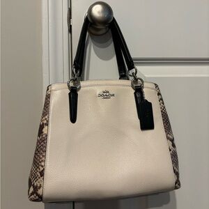 Like new Coach Minetta snake print/leather satchel